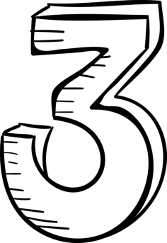 Numbre 3 Line Art Illustration Svg, Free Vectors File